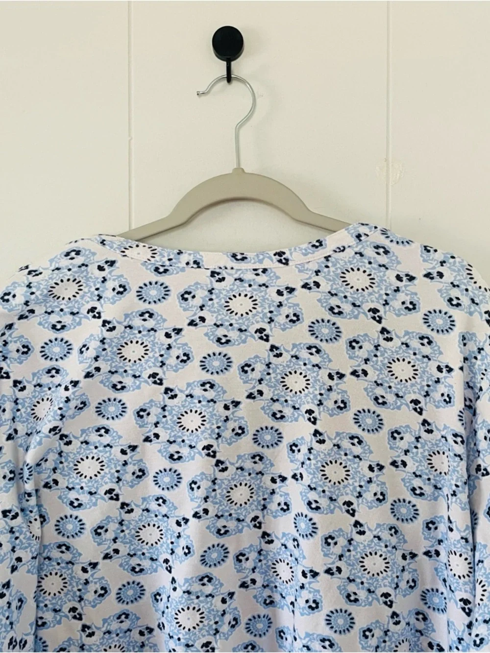 Kim Rogers Light Blue Floral Popover Blouse